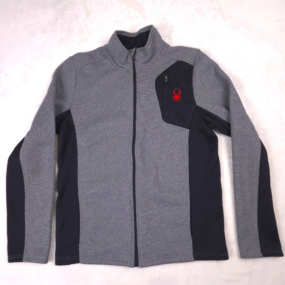 Spyder Mens Raider Jacket Gray Black Size M Waffle Weave Goth Streetwear - Picture 1 of 9